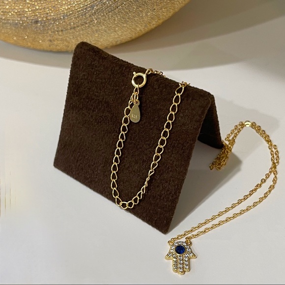 Gold Hamsa Hand Necklace - Picture 2 of 4